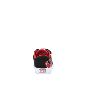 Supra Kids STACKS II VULC VELCRO Black/Risk Red/white Low Top Shoes | CA-75461